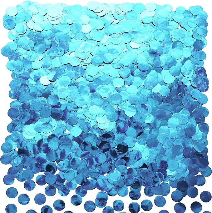 Light Blue Foil Metallic Round Table Confetti Decor Under the Sea Baby Shower by AWESON+PARTY