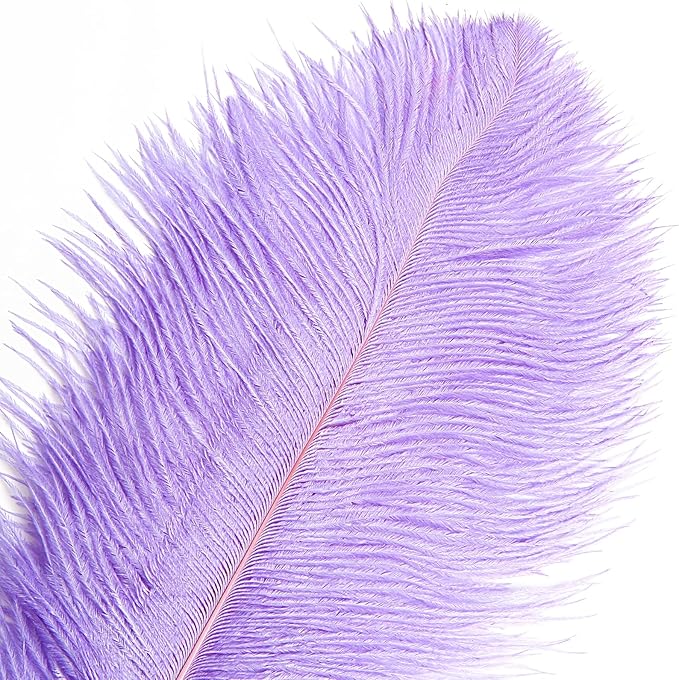 THARAHT Lavender Ostrich Feathers 12pcs Large Natural Bulk 12-14Inch 30cm-35cm - Image 3