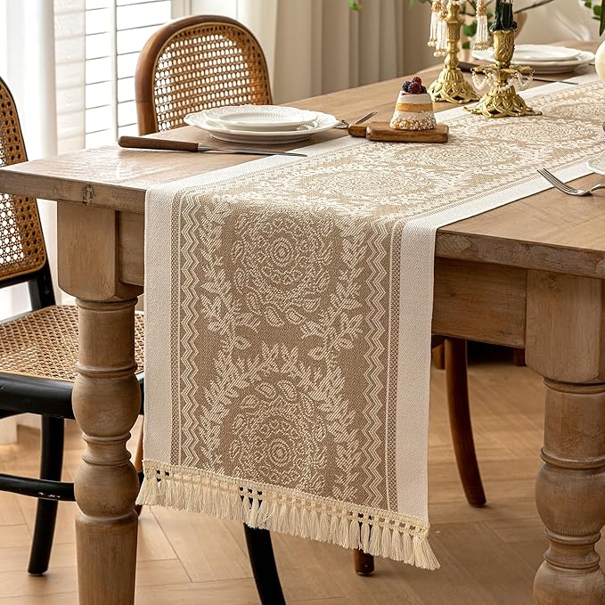 Table Runners 72 Inches Long Waterproof Boho Table Runner by UWWGKK