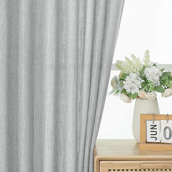 Vision Home Gray Pinch Pleated Semi Sheer Curtains Textured Light Filtering - Image 2