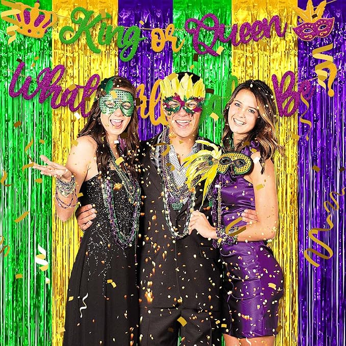 6 Pack Gold Green Purple Foil Fringe Curtains Backdrop, 3.28 x 8.2 Ft Metallic - Image 4