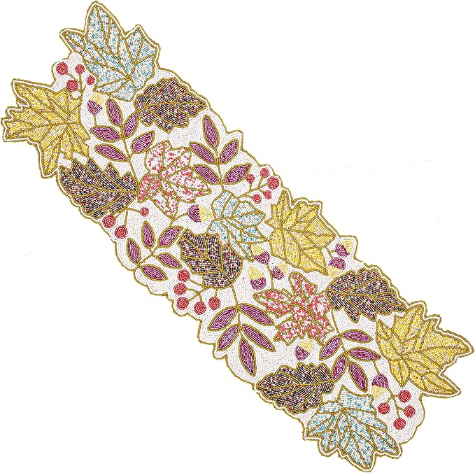 36" Hand Beaded Decorative Farmhouse Glitz Table Runner by CLEENTABLE