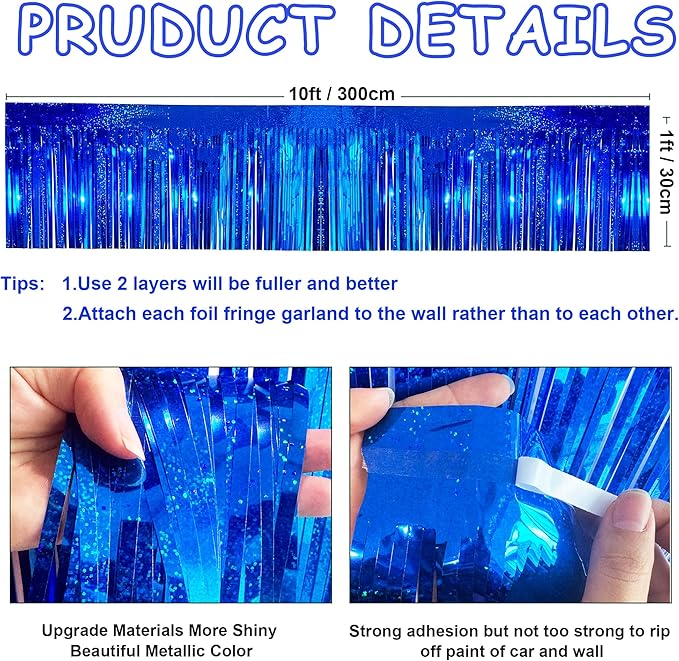 4 Pack 10 Feet Glitter Royal Blue Parade Float Decorations - Image 2