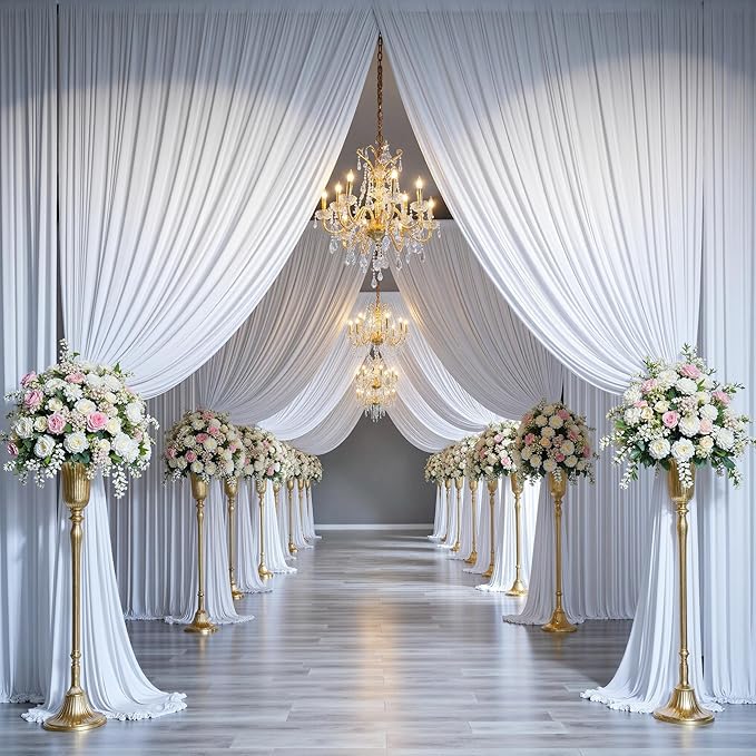 PartyVillage 40ft×15ft White Backdrop Curtain - Image 2