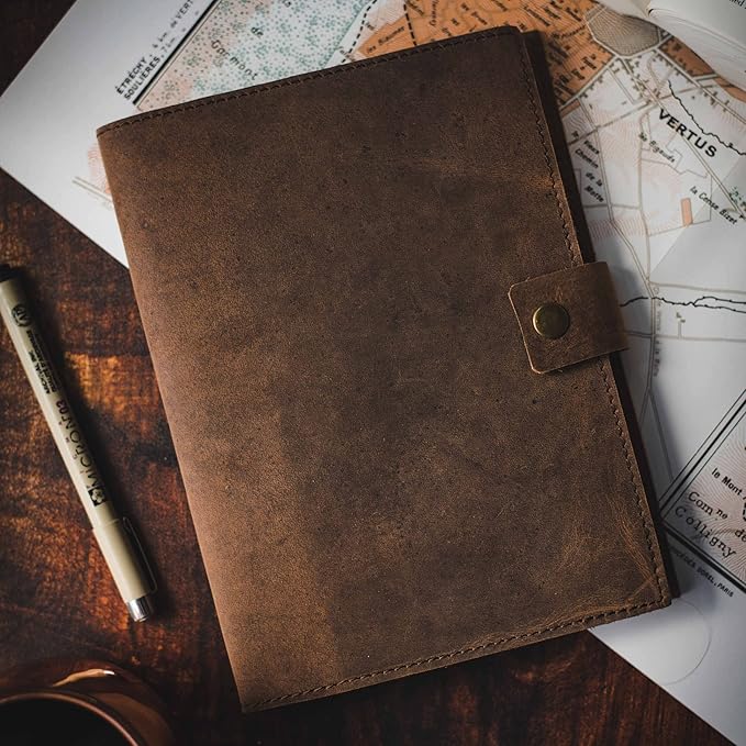 Refillable Leather Journal | Premium Lined A5 Notebook Cover | 200 Ruled - Image 2