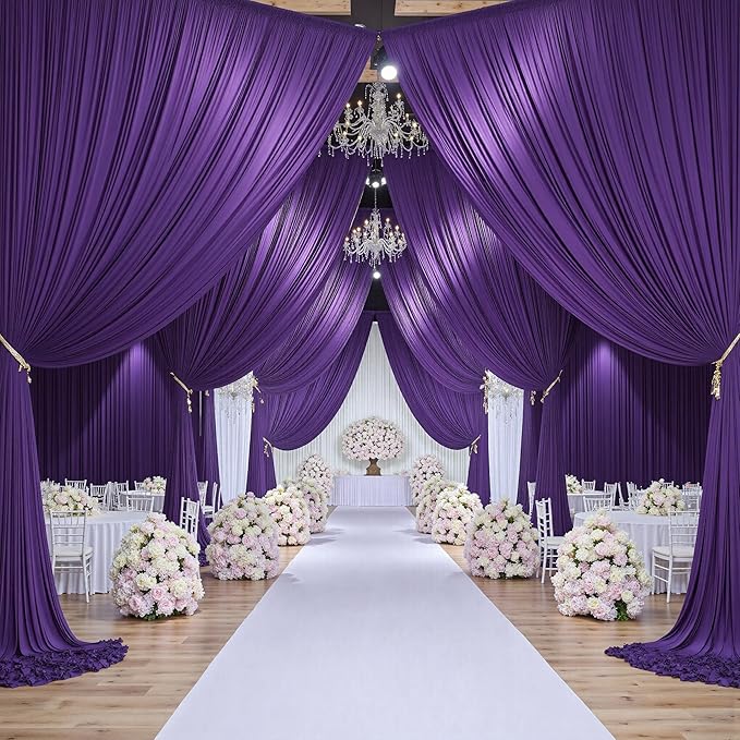 CO-AVE Wrinkle Free Purple Backdrop Curtains - Image 8