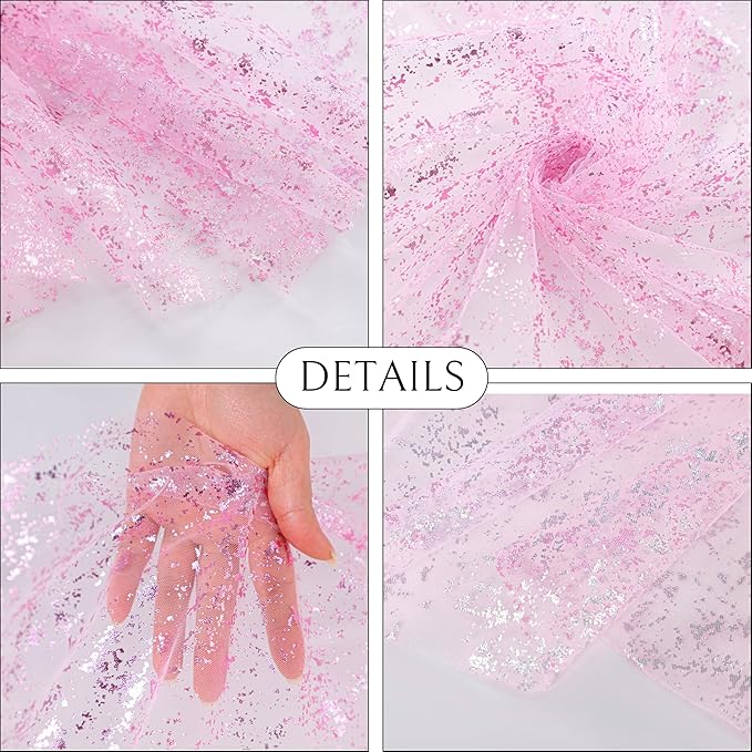 Snowkingdom 10 FT Pink Table Runner, Sequin Glitter Sheer Chiffon Gauze - Image 5