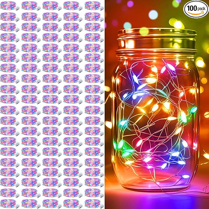 pozzolanas 100 Pack Multicolor Battery Operated String Lights - 7ft Waterproof by pozzolanas