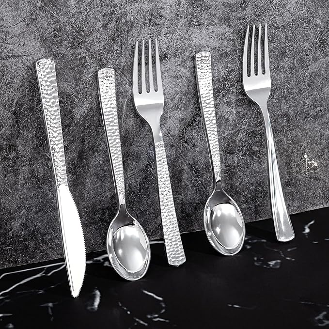 300Pieces Silver Plastic Silverware - Image 6