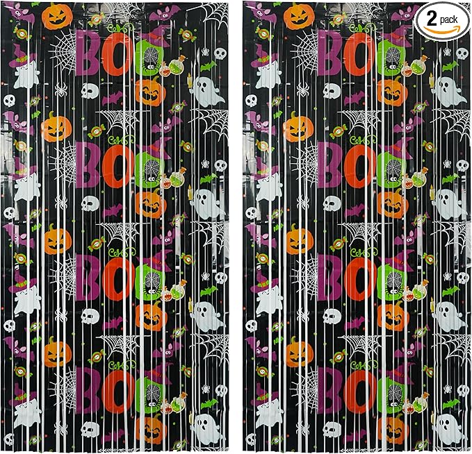 Boo Theme Streamers Party Backdrop by GREATRIL