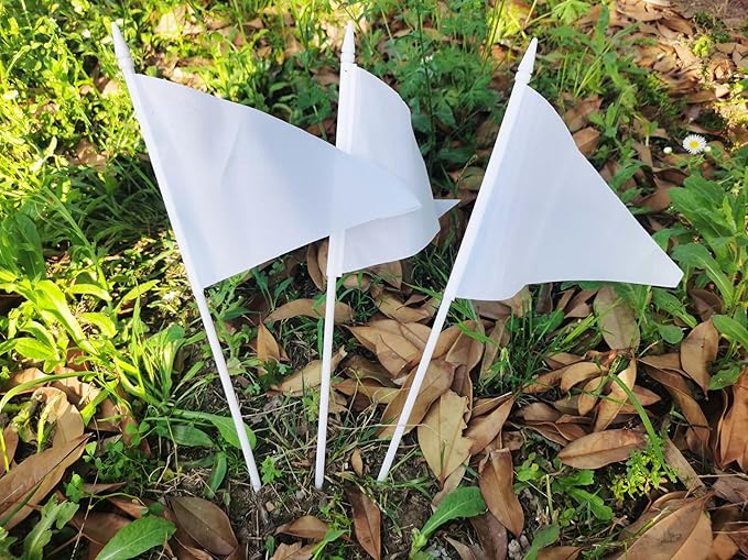 12 Pack White Pennant Flags Small Mini Hand Held Solid Color Pennant On Sticks - Image 7