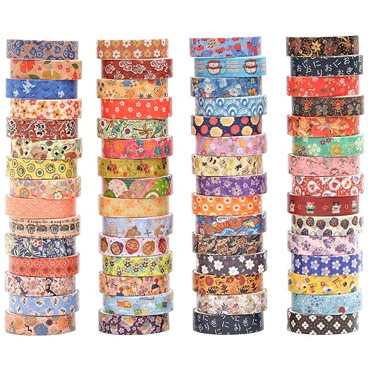 YUBBAEX 60 Rolls Value Washi Tape Pack Retro Arts Masking Tape Basic Patterns by YUBBAEXWashiTapes-MyBulletJournalFriends