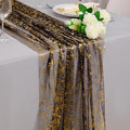 Snowkingdom Black and Gold Cheesecloth Table Runner 10 FT, Sheer Chiffon by Snowkingdom