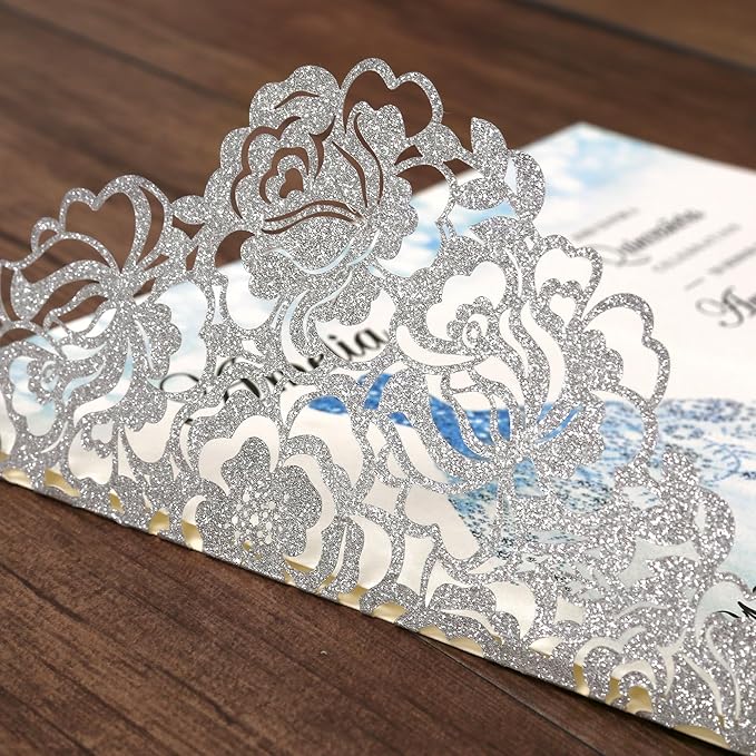 DORIS HOME 50pcs Laser Cut Quinceanera Invitation Pockets - Image 5