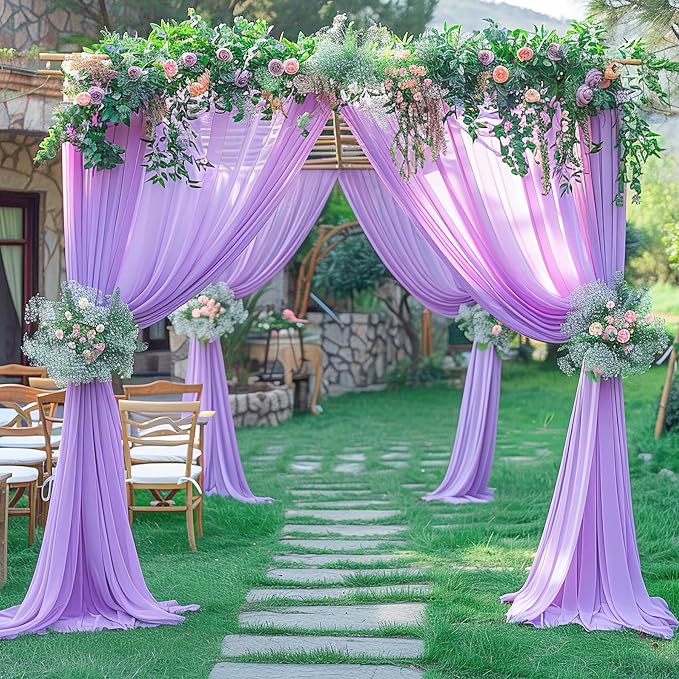 Lavender Wedding Arch Draping Fabric Purple Sheer Wedding Arch Drapes - Image 6