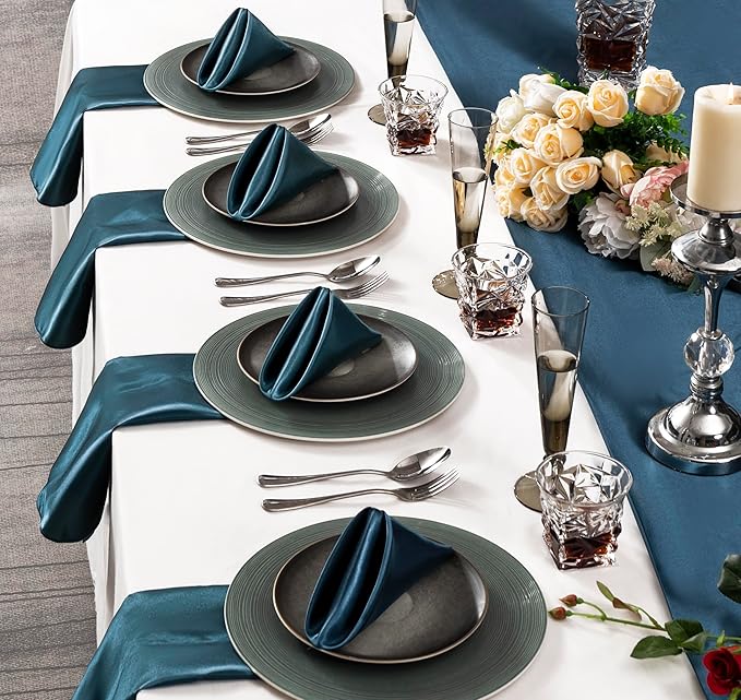 36 Pack Square Satin Dinner Napkins, 16x16 Inches Silky Soft Smooth Table Cloth - Image 2