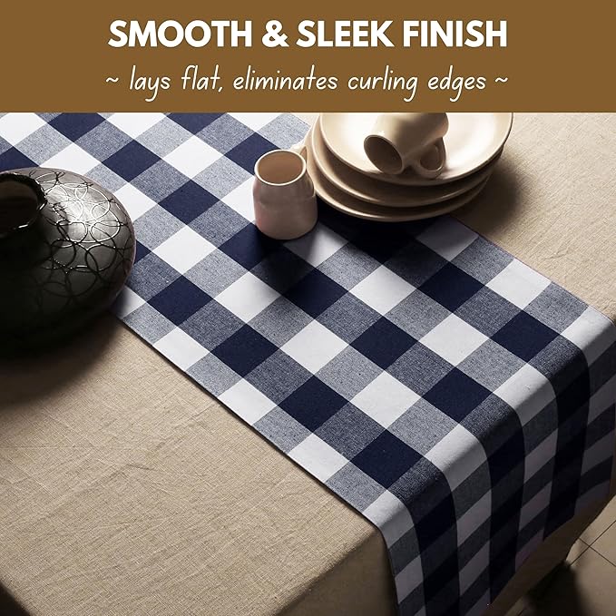 Native Fab Buffalo Check Table Runner, 100% Cotton, 13x108 Inches, Rustic - Image 5