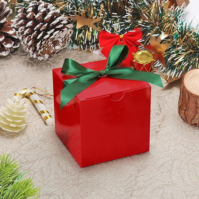 DOYIDE Small Gift Boxes, 20 Pack 5x5x5 Inch Red Elegant Paper Boxes - Image 2