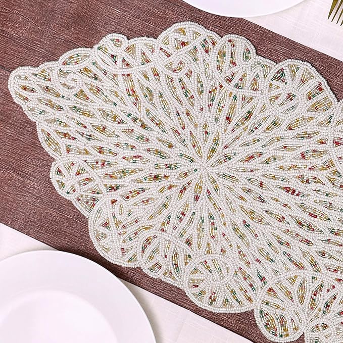 Handmade Beaded Table Runner, 13x36 Inches Lightweight Decorative Table Runner - Image 3