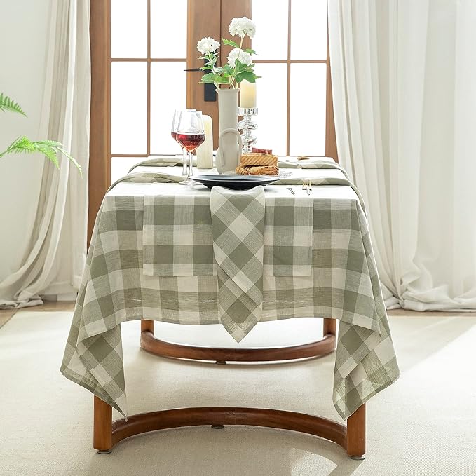 EVERLY 100% Yarn-Dyed Linen Rectangle Tablecloths 60x108Inches - Image 5