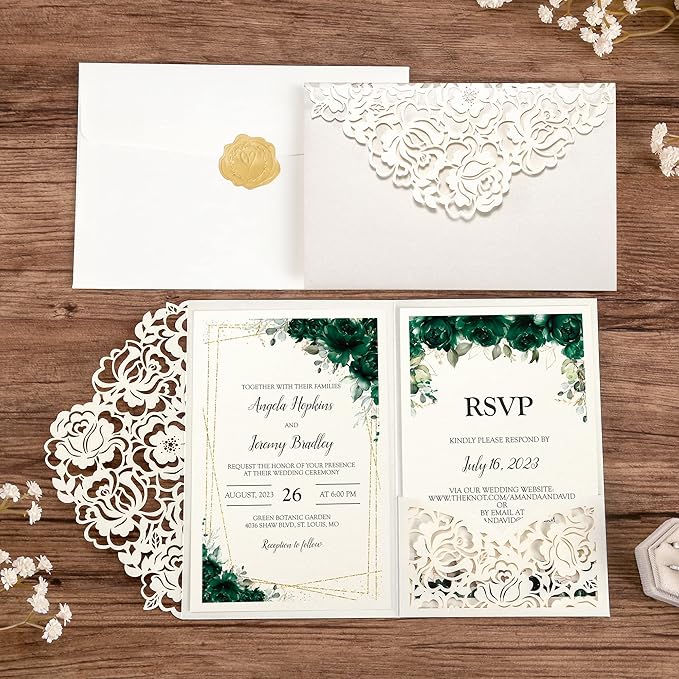 DORIS HOME 50pcs Laser Cut Wedding Invitations - Image 2
