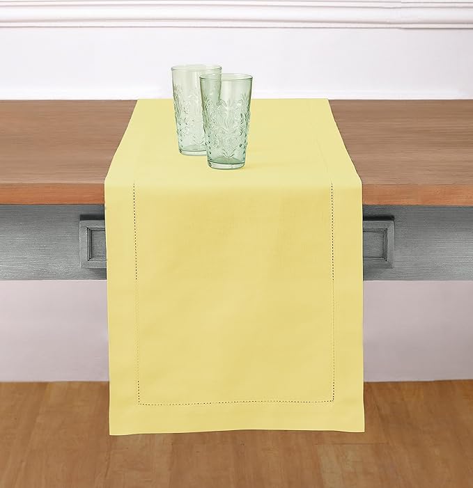 Solino Home Cotton Linen Yellow Table Runner 72 Inches Long by SolinoHome