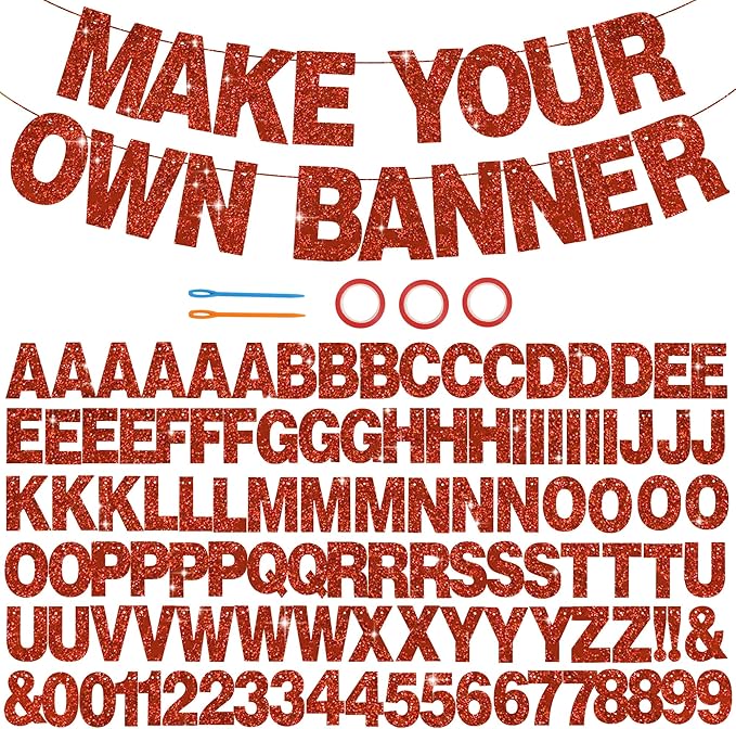 BEISHIDA 116 PCS A-Z Glitter Red DIY Letter Banner Kit Make Your Own by Beishida