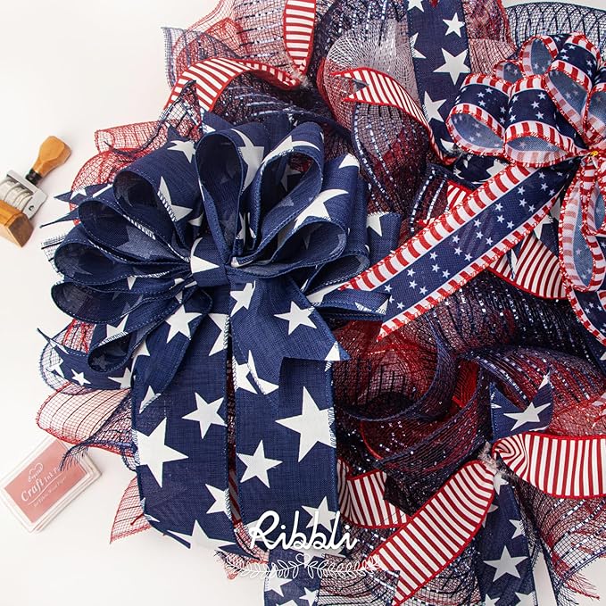 Ribbli 2 Rolls Navy Blue Mesh Ribbon, 10 inch x 30 feet Each Roll, Metallic Navy - Image 3