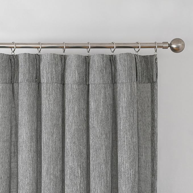 Vision Home Gray Pinch Pleated Semi Sheer Curtains Textured Light Filtering - Image 7