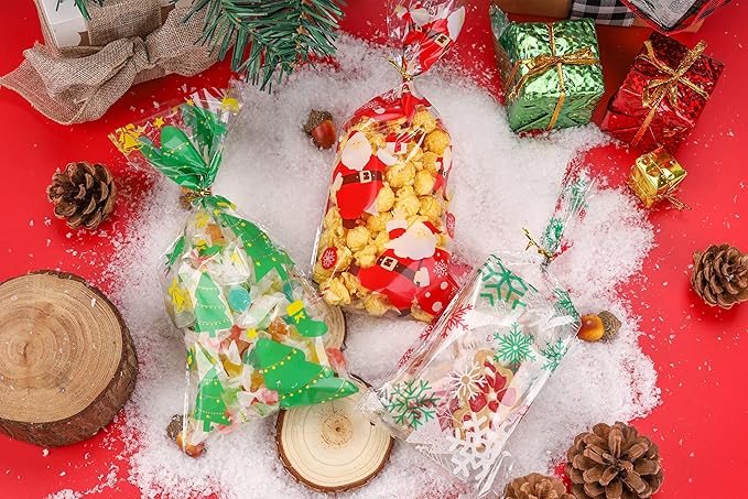 LOKIQNG 150PACK Christmas Cellophane Bags Treat Cookie Gift Bags - Image 2