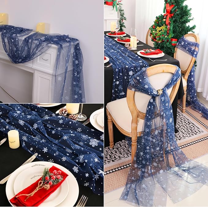 Snowkingdom Christmas Table Runner, 120 Inch Seasonal Winter Holiday Kitchen - Image 5