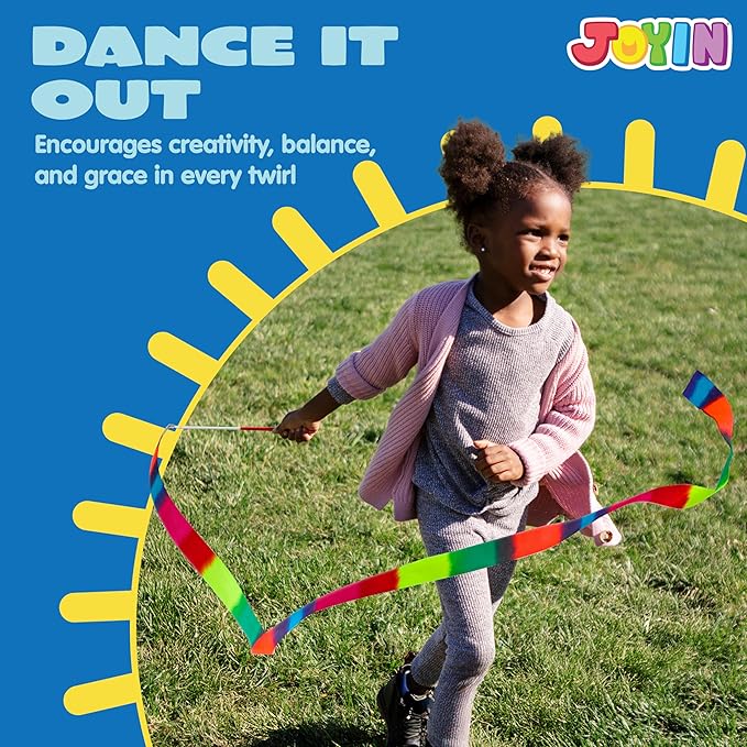 JOYIN 20 Pcs Ribbon Dancing Wands Party Favors Set, Dance Ribbon Gymnastics - Image 4