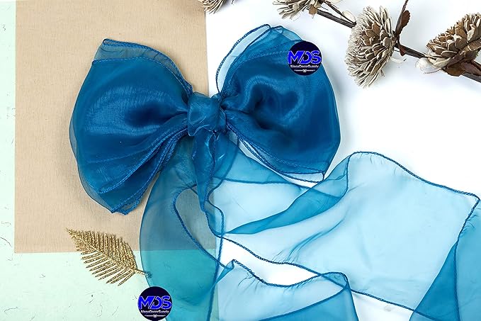 MDS Pack of 50 PCS Organza Chair Sashes Wider Dining Chair Bows Ribbon Tie Back - Image 7