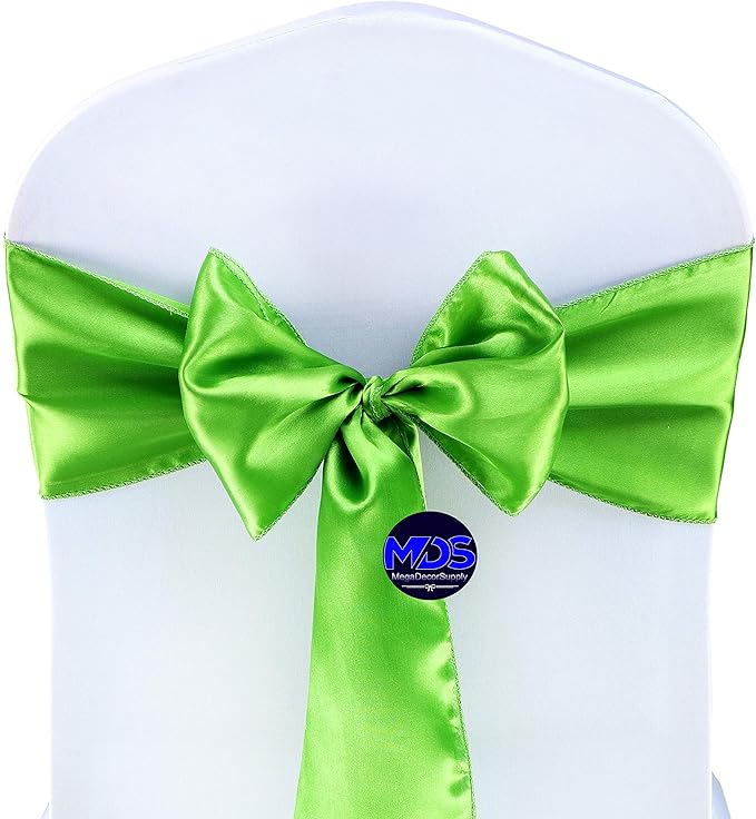 MDS Pack of 150 PCS Satin Chair Sashes Charmeuse Sateen Dining Chair Bows - Image 2