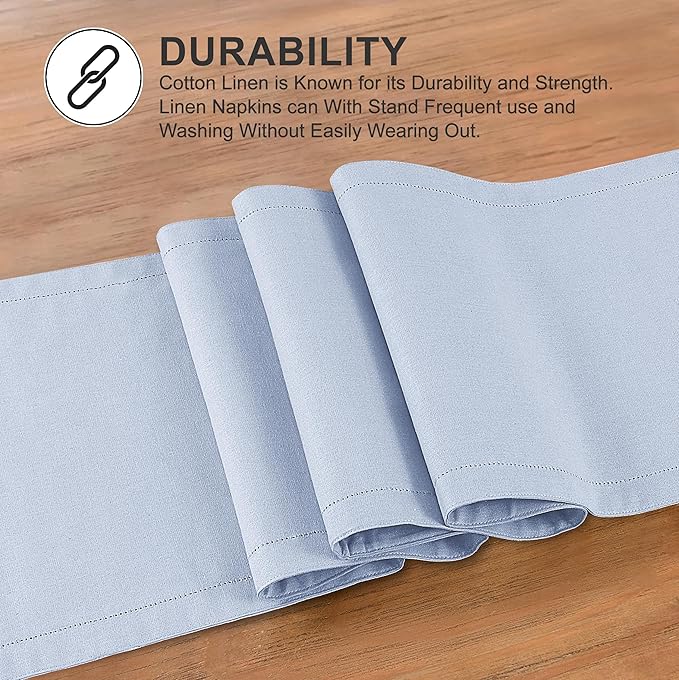 Ruvanti Linen Table Runner 72 Inches, Classic Hemstitch, Non-Slipping, Stain - Image 3