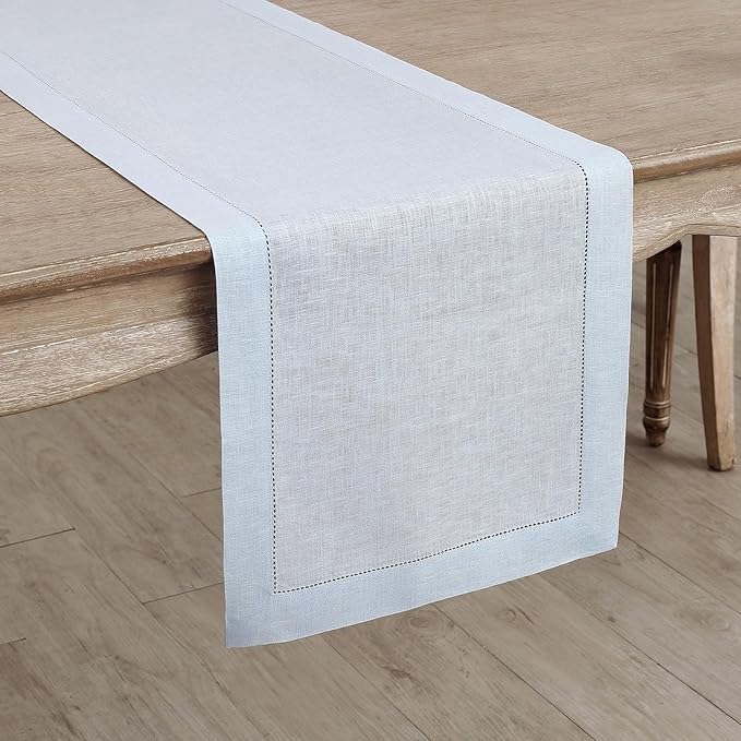 Solino Home Linen Light Blue Table Runner 60 Inches - Image 2