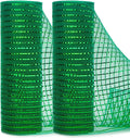 Ribbli 2 Rolls Emerald Green Mesh Ribbon, 10 inch x 30 feet Each Roll, Metallic by Ribbli