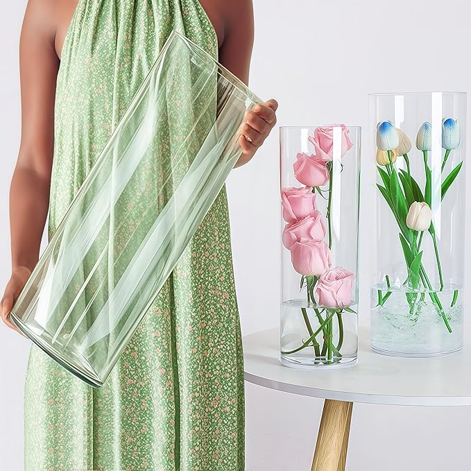 Extra Large Acrylic Cylinder Clear Vase by Unknown
