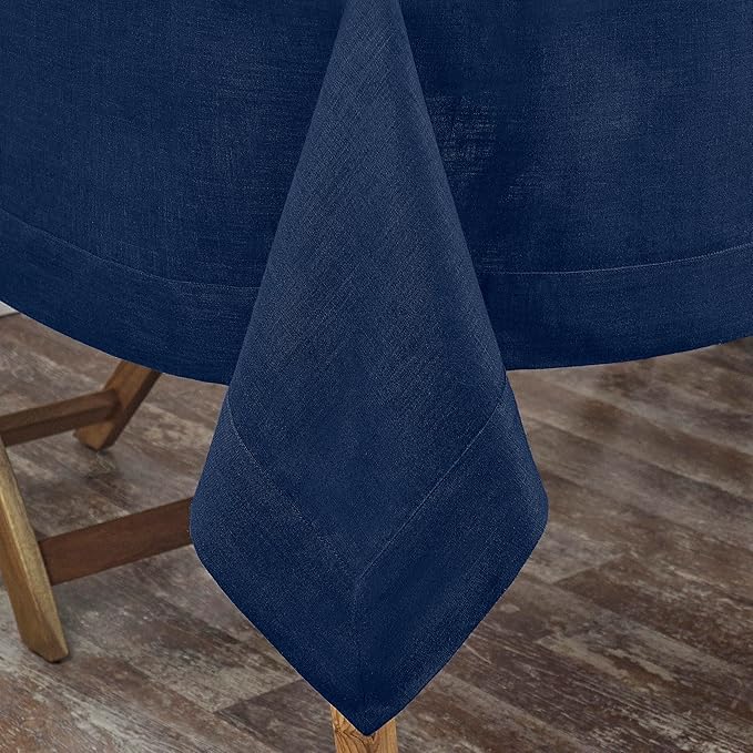 D'Moksha Homes Navy Blue Linen Tablecloth 54 x 72 Inch - Image 2