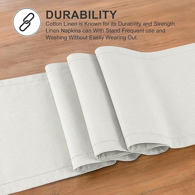 Ruvanti Linen Table Runner 72 Inches, Classic Hemstitch, Non-Slipping, Stain - Image 3