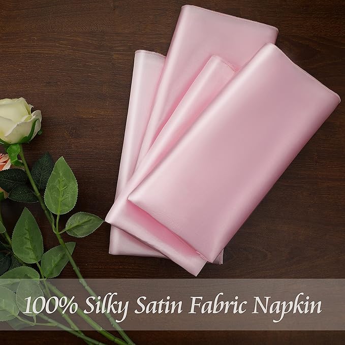 Manyshofu 50 Pieces Blush Pink Satin Napkins - Image 4