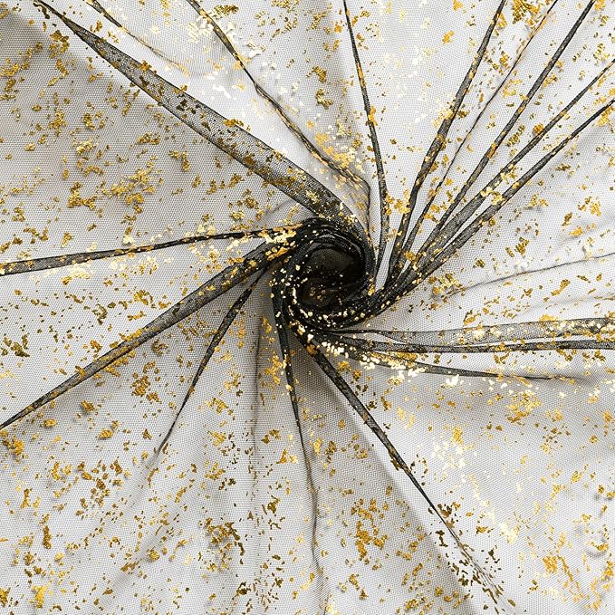 Artoid Mode Black Gold Gauze Table Runner 120 Inch 10FT, Glitter Metallic Foil - Image 5