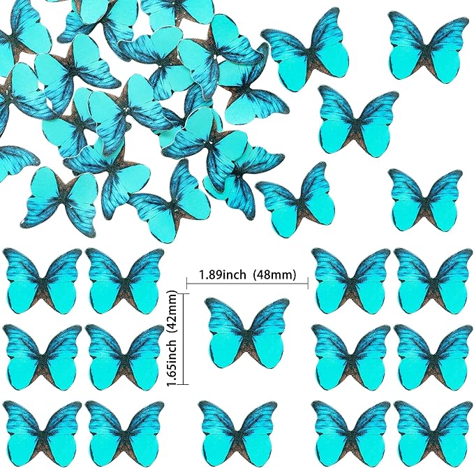 Ephlyn 48Pcs Edible Butterfly Cupcake Toppers Cute 3D Butterfly Cake Picks - Image 2