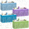 4 Pack Blue Lime Green Purple Series Table Skirts, 29x108" Metallic Foil Tinsel by Unknown