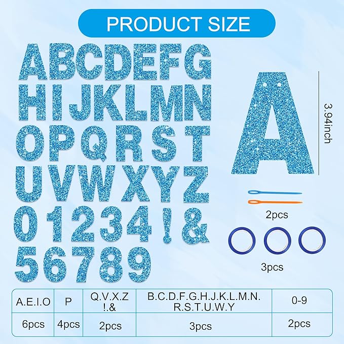 BEISHIDA 116 PCS Glitter Sky Blue DIY Letter Banner Kit Make Your Own - Image 3