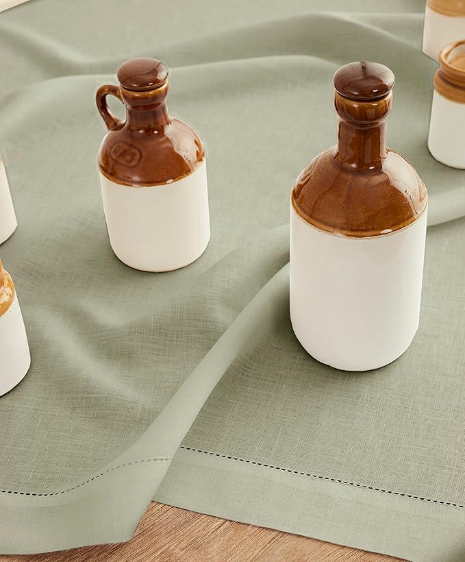 Solino Home Sage Green Linen Tablecloth 52 x 52 Inch - Image 4