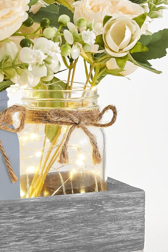 Mkono Mason Jar Lights Centerpiece Table Decor - Image 5