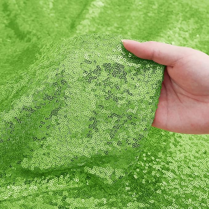 Sugargirl Apple Green Sequin Backdrop Curtain 2 Panels 2FTx8FT Glitter Apple - Image 6