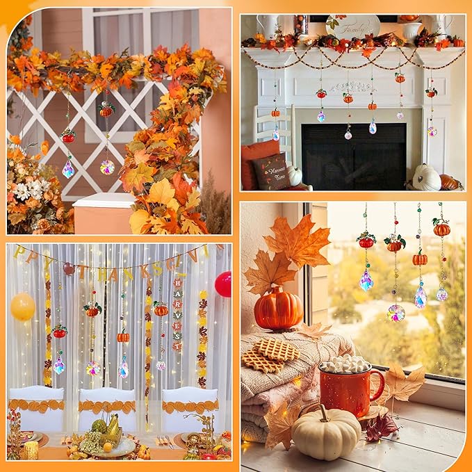 HDCRYSTALGIFTS Set 4 Fall Pumpkin Suncatchers Crystals Sun Catchers Indoor - Image 7