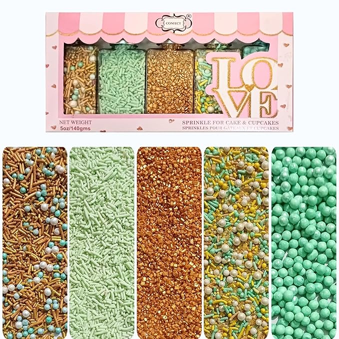 Confect Edible Sprinkles Mix Pack of 5 – Cool Summer Breeze Theme – Yellow by CONFECTTHECAKEDECORATINGCO